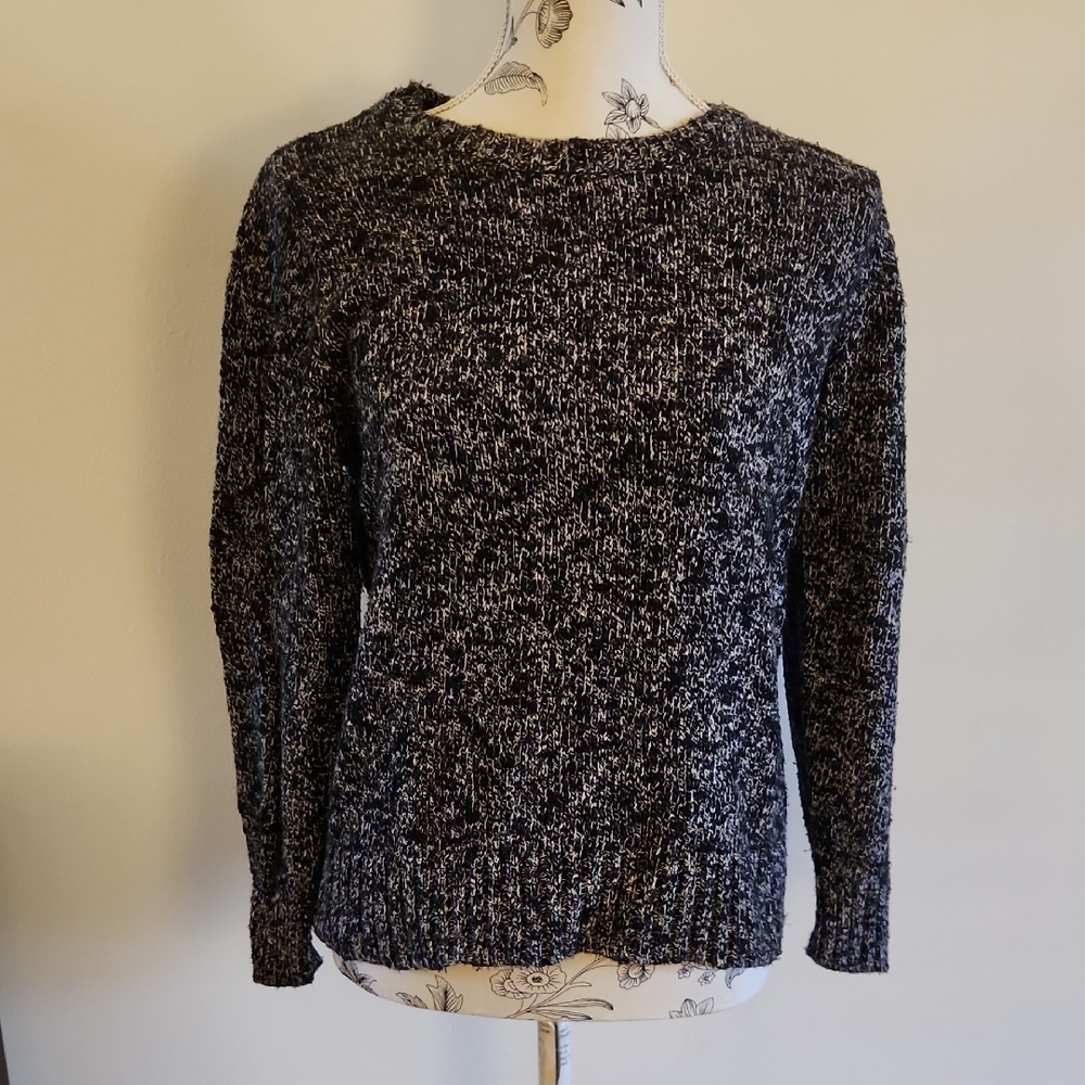 L.L. Bean Black and White Crew Neck Sweater